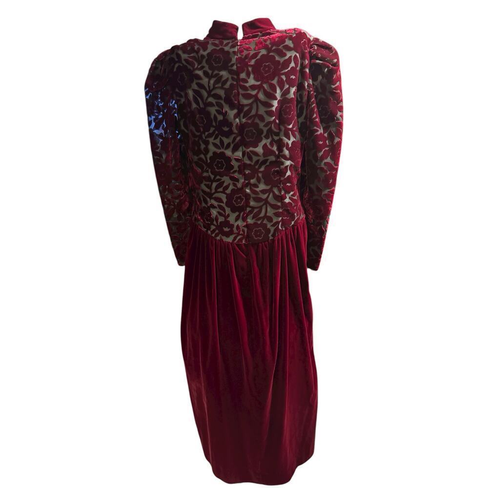 Cachet by Bari Protas Burgundy Burnout Dress Size 11/12 Party